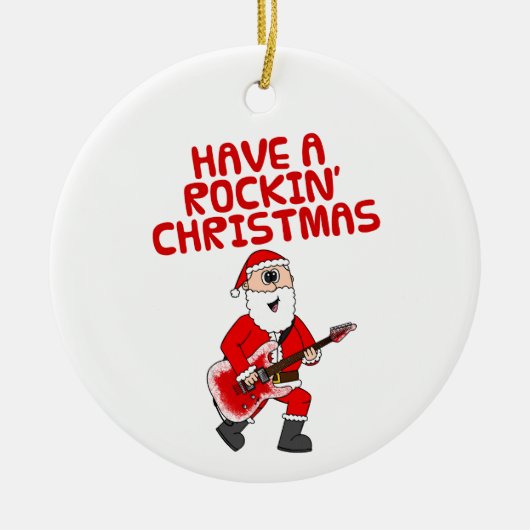 Santa Electric Guitar Gitarist Kerst Ornament (Voorkant)