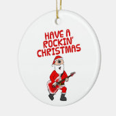 Santa Electric Guitar Gitarist Kerst Ornament (Links)