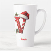 Santa elegant Monogram initial V merry Christmas Latte Mok (Rechts)