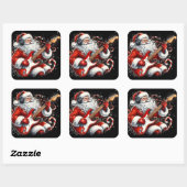 Santa elektrificeert Feestdagen met rockmuziek Vierkante Sticker (Vel)