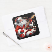 Santa elektrificeert Feestdagen met rockmuziek Vierkante Sticker (Envelop)