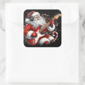 Santa elektrificeert Feestdagen met rockmuziek Vierkante Sticker (Tas)