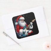 Santa elektrificeert Feestdagen met rockmuziek Vierkante Sticker (Envelop)