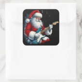 Santa elektrificeert Feestdagen met rockmuziek Vierkante Sticker (Tas)