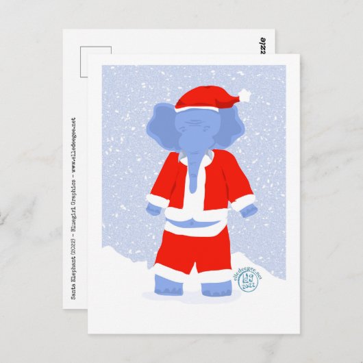 Santa Elephant Briefkaart (Voorkant / Achterkant)