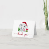 Santa Elephant Christmas Baby Boy Shower Bedankkaart (Voorkant)