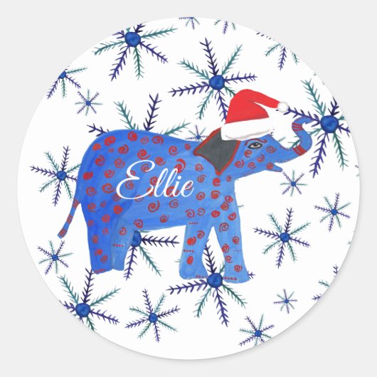 Santa Elephant Kerst sticker (Voorkant)