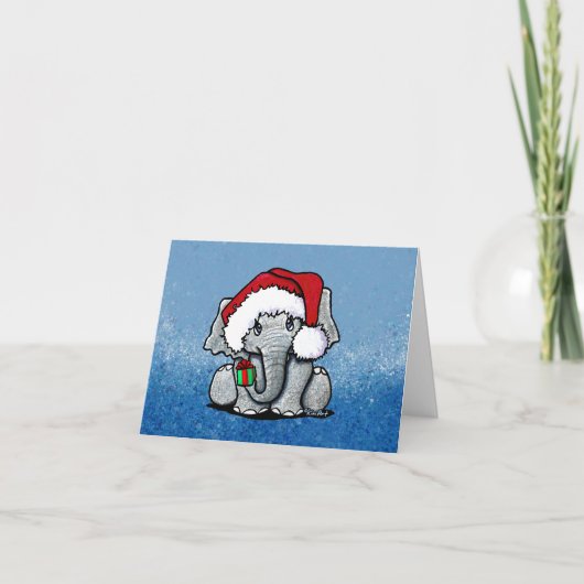 Santa Elephant-kerstKaart Kaart (Voorkant)