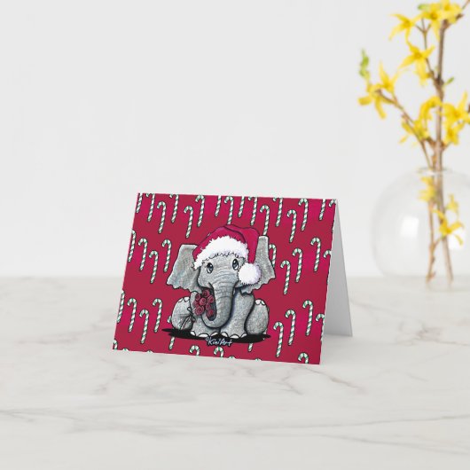 Santa Elephant-kerstKaart Kaart (Gele Bloem)