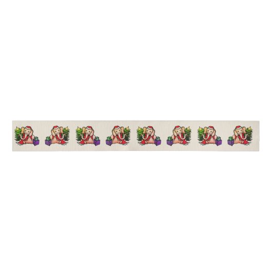 Santa Elephants Nostalgic Cute Kerstmis Grosgrain Lint (Voorkant)