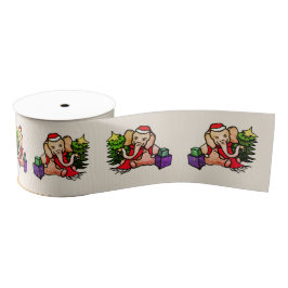Santa Elephants Nostalgic Cute Kerstmis Grosgrain Lint