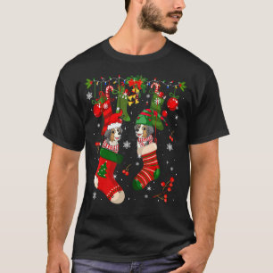 Santa Elf Australian Shepherds Inside Xmas Socket  T-shirt