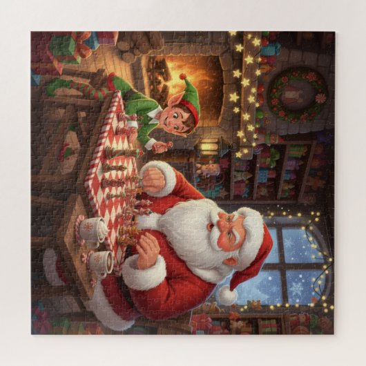 Santa & Elf Chess Game Christmas Legpuzzel (Horizontaal)