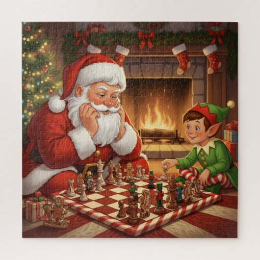 Santa & Elf Chess Game Christmas Legpuzzel (Verticaal)