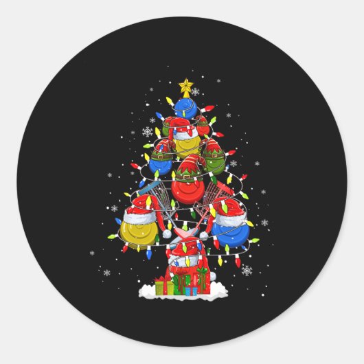 Santa Elf Disc Golf Byll Tools Kerstboom Mannen Sp Ronde Sticker (Voorkant)