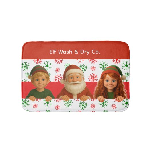Santa & Elf Faces | North Pole Fun Christmas Bath  Badmat (Voorkant)