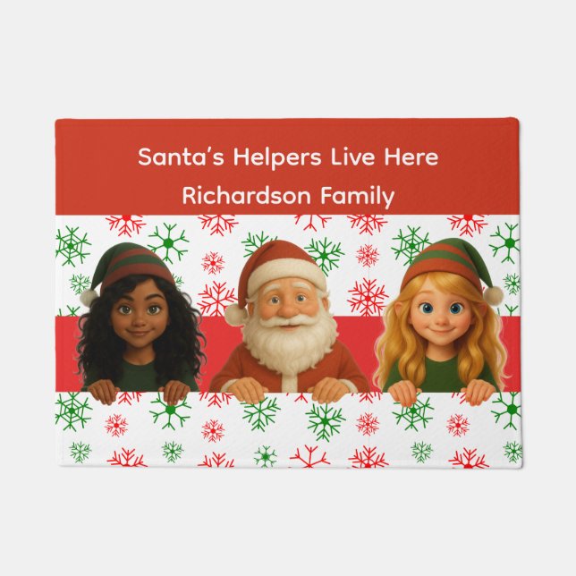 Santa & Elf Faces | North Pole Fun Christmas Door  Deurmat (Voorkant)