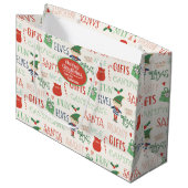 Santa Elf Friends Personalized Holiday Groot Cadeauzakje (Voorkant Gekanteld)