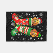 Santa Elf Golden Retriever Dog In Christmas Socks Fleece Deken (Voorkant (Horizontaal))