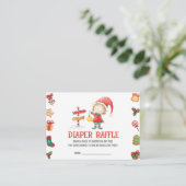 Santa Elf, Kerst Baby shower Luier Raffle Informatiekaartje (Staand voorkant)