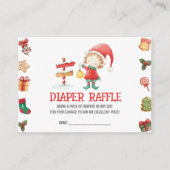 Santa Elf, Kerst Baby shower Luier Raffle Informatiekaartje (Voorkant)