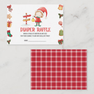 Santa Elf, Kerst Baby shower Luier Raffle Informatiekaartje