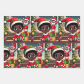 Santa Elf op Plank Kerst Wrapping Papier (3) Inpakpapier Vel (Voorkant)