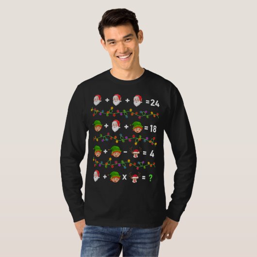 Santa Elf Operations Quiz Wiskunde Kerstman leraar T-shirt (Voorkant volledig)