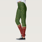 Santa Elf Red en Green Kerstmis Leggings (Links)