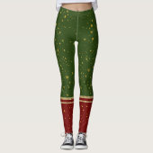 Santa Elf Red en Green Kerstmis Leggings (Voorkant)
