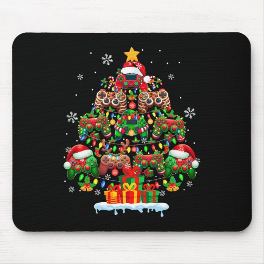 Santa Elf Reindeer Game Controllers Kleurrijke Xma Muismat (Voorkant)