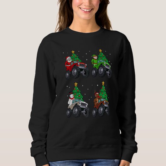Santa Elf Reindeer Snowman Riding Monster Truck Ch Trui (Voorkant)
