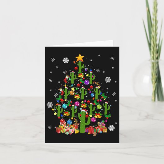 Santa Elf Rendier Cactus Xmas Tree Light Cactus Kaart (Voorkant)