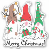 Santa Elf Rendier Kerstmis Gnome Trio Sticker (Voorkant)