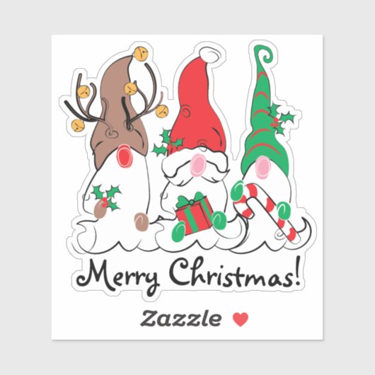 Santa Elf Rendier Kerstmis Gnome Trio Sticker (Vel)