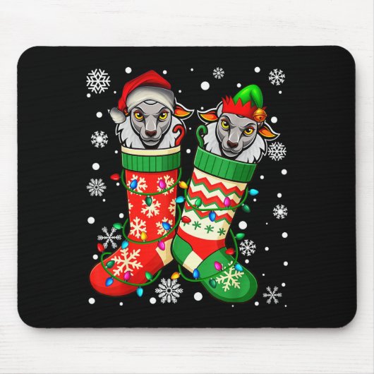 Santa Elf Sheep Animal In Christmas Socks Men Wome Muismat (Voorkant)