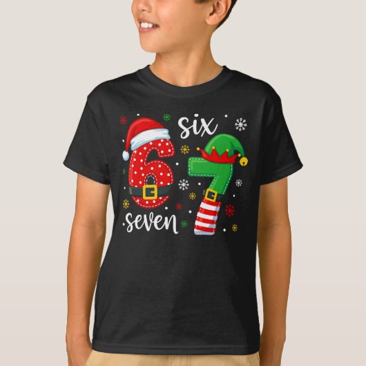 Santa & Elf themed 67 Meme T-shirt (Voorkant)