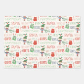 Santa Elf Typografie en Stripes Kinder Inpakpapier Vel (Voorkant 3)