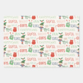 Santa Elf Typografie en Stripes Kinder Inpakpapier Vel (Voorkant 2)