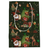 Santa & Elf Village Whimsical Holiday Gift Bag Medium Cadeauzakje (Voorkant)