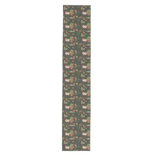 Santa & Elf Village Whimsical Holiday Medium Tafelloper (Voorkant)