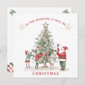 Santa Elf's & Kerstboom Feestdagenkaart (Voorkant / Achterkant)