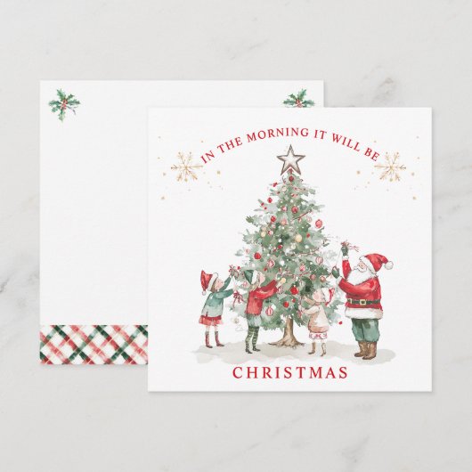 Santa Elf's & Kerstboom Feestdagenkaart (Voorkant / Achterkant)