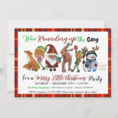 Santa, Elves, Deer & Snowman Gang Red Plaid Kaart (Voorkant)
