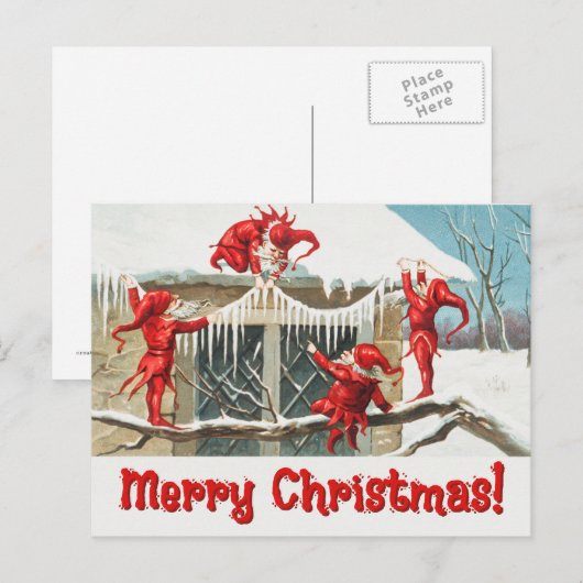  Santa Elves Feestdagenkaart (Voorkant / Achterkant)