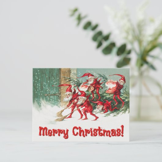  Santa Elves Feestdagenkaart (Staand voorkant)