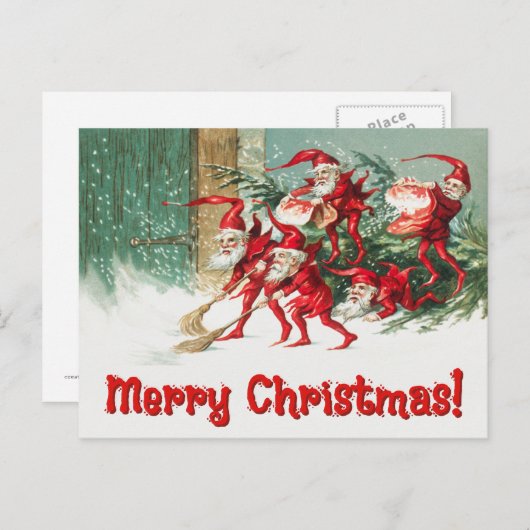  Santa Elves Feestdagenkaart (Voorkant / Achterkant)