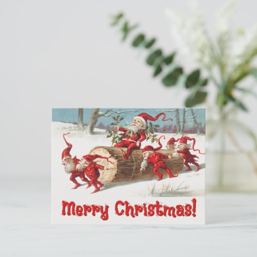  Santa Elves Feestdagenkaart (Staand voorkant)