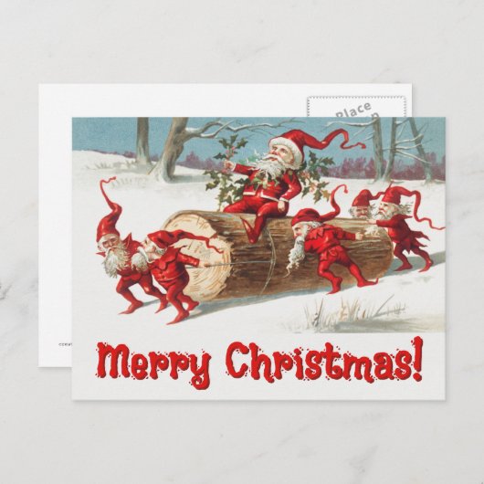 Santa Elves Feestdagenkaart (Voorkant / Achterkant)