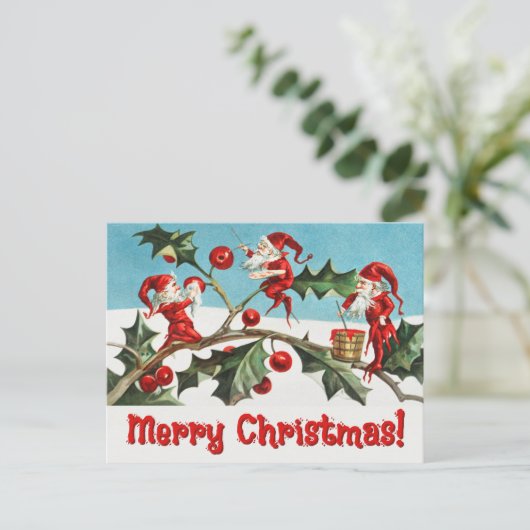  Santa Elves Feestdagenkaart (Staand voorkant)